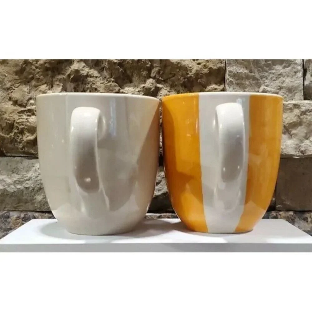 Set Of Two Citrus Grove Hand Painted Ceramic Coffee Mug Tea Cups Coffee Bar